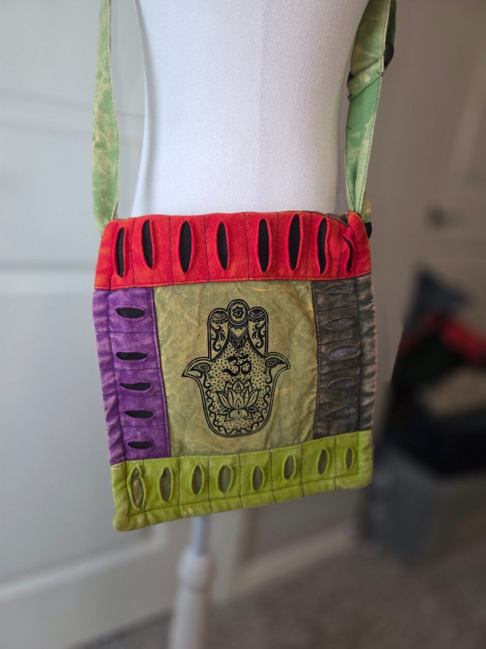 Unbranded Boho Lotus Nepali 12 X 12 Crossbody Bag